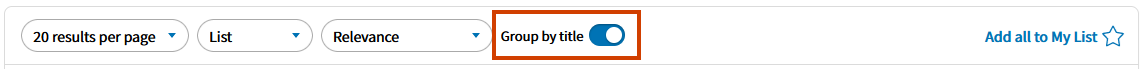 "Group by title" button
